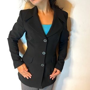 Office Vintage with pads long professional blazer. Model to small for jacket.